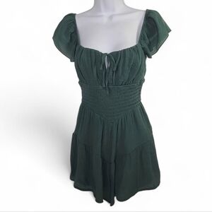 TRIXXI Crepe Frilly Feminine Romper Milkmaid Bodice Sz S Shirred Waist